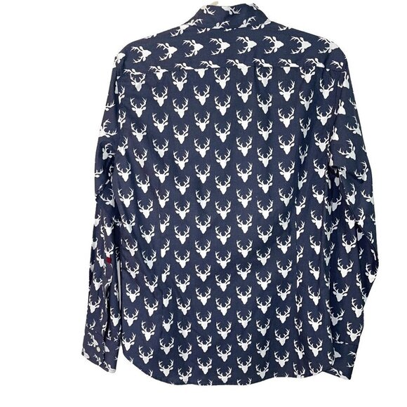 Envelop Deer Print Shirt Mens Size Small Button Front Cotton Made In Canada Gray - Picture 2 of 8